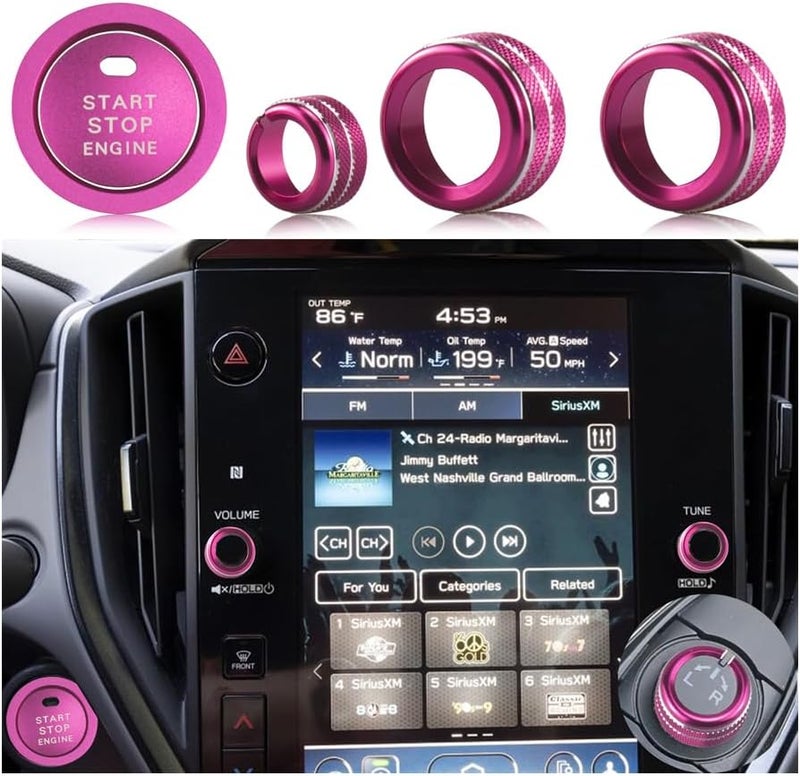 HDUFC 5pcs for Subaru Crosstrek/Impreza 2024 2025, Forester 2025, Legacy Outback 2020-2025, WRX, Ascent Volume Adjustment Knob, Mirror Knob Cover, Start Button Cover/Ring (Rose red) - Image 1